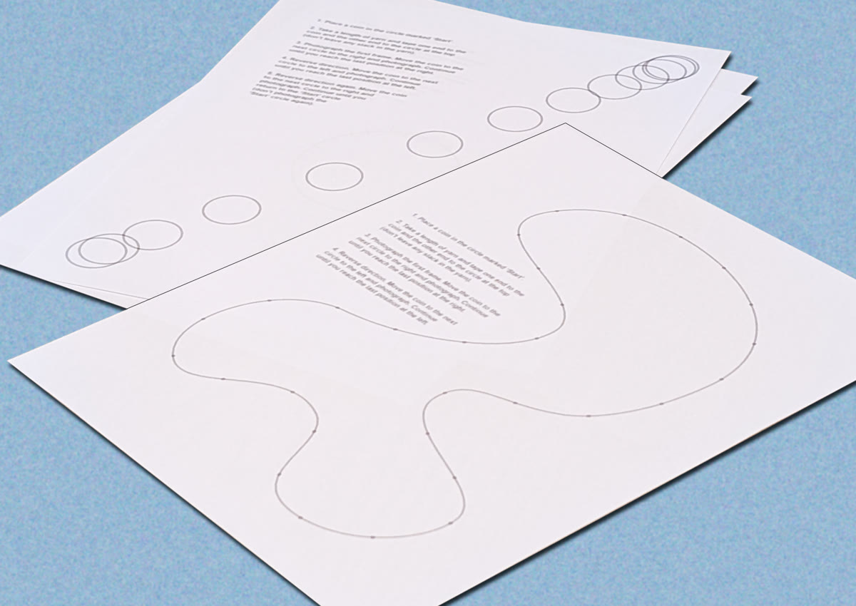 A pencil brought to life frame by frame on the activity book's cyan sheet